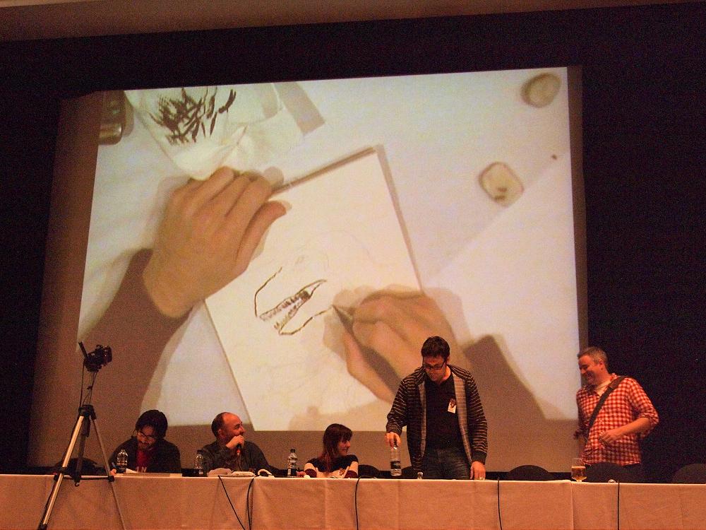 Paolo Rivera drawing Iron Rex on Saturday’s Sketching Spotlight